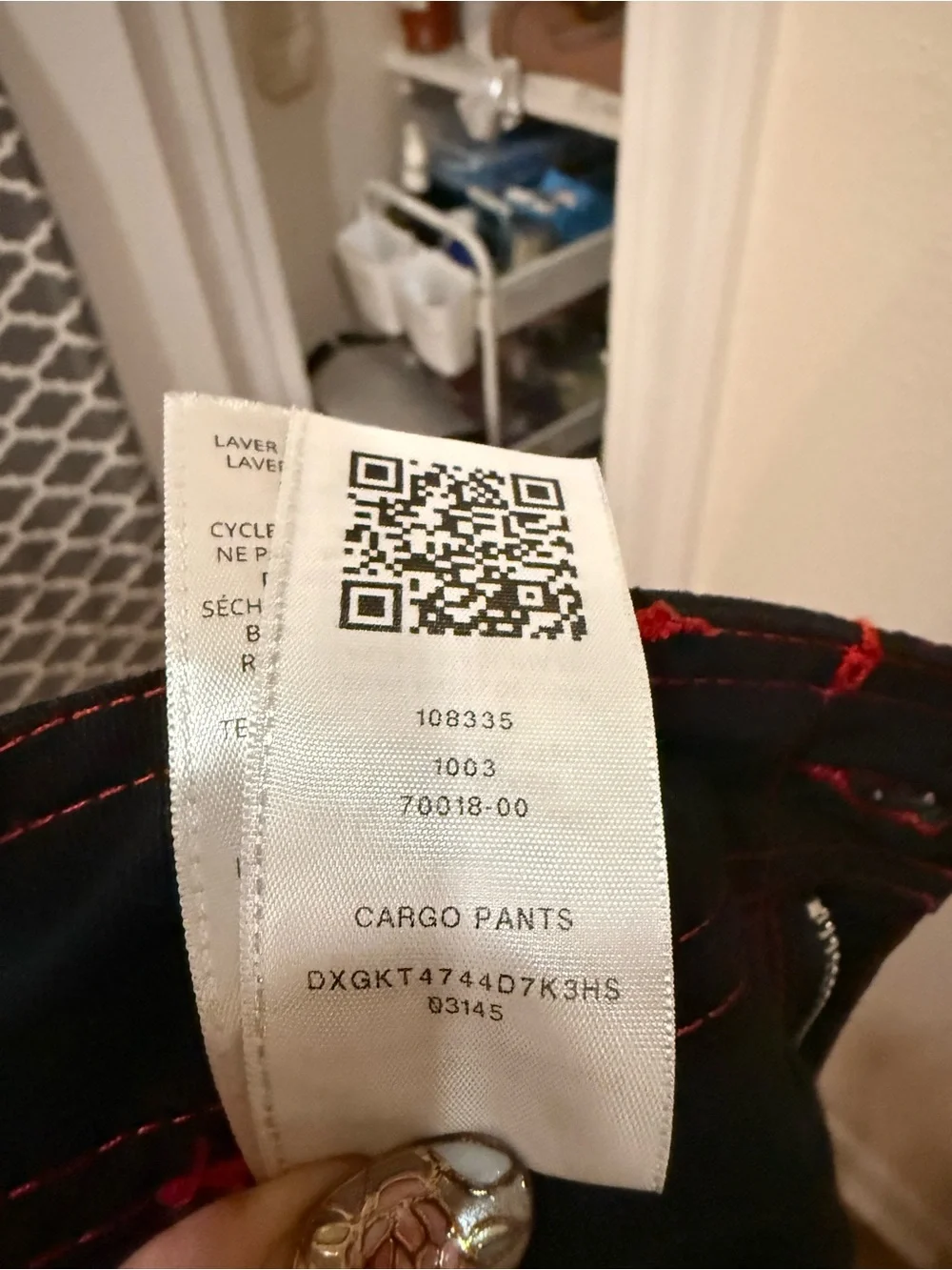 True Religion Black Cargo Pants with Red Contrast Stitching 32x30